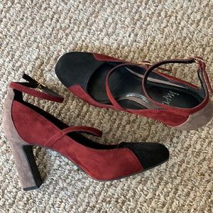 IMPO Tamika Tri-Color Suede Mary Janes 7.5